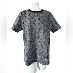 Chico's Black and Gray Snakeskin Print Short Sleeve Tee